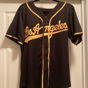 REPLICA LOS ANGELES DODGERS CLAYTON KERSHAW ALTERNATE JERSEY - BLACK GOLDEN